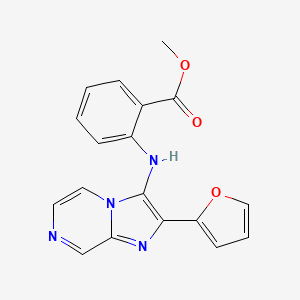 molecular formula C18H14N4O3 B11298587 Methyl 2-{[2-(2-furyl)imidazo[1,2-a]pyrazin-3-yl]amino}benzoate 