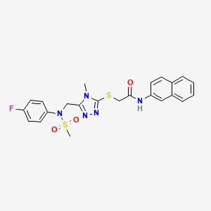 molecular formula C23H22FN5O3S2 B11298601 2-[(5-{[(4-fluorophenyl)(methylsulfonyl)amino]methyl}-4-methyl-4H-1,2,4-triazol-3-yl)sulfanyl]-N-(naphthalen-2-yl)acetamide 