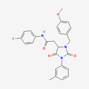 N-(4-fluorophenyl)-2-[3-(4-methoxybenzyl)-1-(3-methylphenyl)-2,5-dioxoimidazolidin-4-yl]acetamide