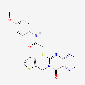 molecular formula C20H17N5O3S2 B11298646 N-(4-methoxyphenyl)-2-({4-oxo-3-[(thiophen-2-yl)methyl]-3,4-dihydropteridin-2-yl}sulfanyl)acetamide 