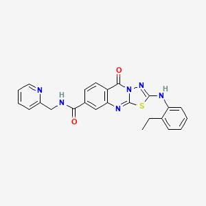 molecular formula C24H20N6O2S B11298655 2-[(2-ethylphenyl)amino]-5-oxo-N-(pyridin-2-ylmethyl)-5H-[1,3,4]thiadiazolo[2,3-b]quinazoline-8-carboxamide 