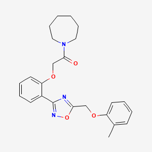 molecular formula C24H27N3O4 B11298771 1-(Azepan-1-yl)-2-(2-{5-[(2-methylphenoxy)methyl]-1,2,4-oxadiazol-3-yl}phenoxy)ethanone 