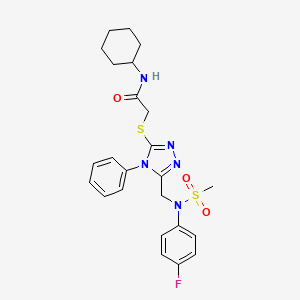 N-cyclohexyl-2-[(5-{[(4-fluorophenyl)(methylsulfonyl)amino]methyl}-4-phenyl-4H-1,2,4-triazol-3-yl)sulfanyl]acetamide