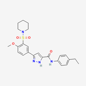 molecular formula C24H28N4O4S B11298814 N-(4-ethylphenyl)-5-[4-methoxy-3-(piperidin-1-ylsulfonyl)phenyl]-1H-pyrazole-3-carboxamide 