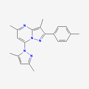 molecular formula C20H21N5 B11298862 1-[3,5-dimethyl-2-(4-methylphenyl)pyrazolo[1,5-a]pyrimidin-7-yl]-3,5-dimethyl-1H-pyrazole 