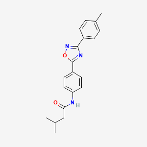 molecular formula C20H21N3O2 B11298887 3-methyl-N-{4-[3-(4-methylphenyl)-1,2,4-oxadiazol-5-yl]phenyl}butanamide 