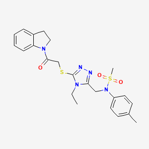 N-[(5-{[2-(2,3-dihydro-1H-indol-1-yl)-2-oxoethyl]sulfanyl}-4-ethyl-4H-1,2,4-triazol-3-yl)methyl]-N-(4-methylphenyl)methanesulfonamide