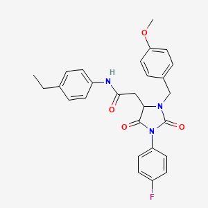 N-(4-ethylphenyl)-2-[1-(4-fluorophenyl)-3-(4-methoxybenzyl)-2,5-dioxoimidazolidin-4-yl]acetamide