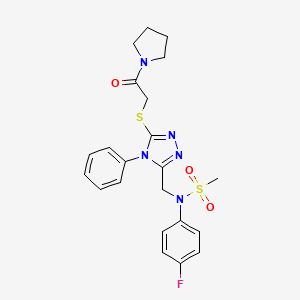 N-(4-fluorophenyl)-N-[(5-{[2-oxo-2-(pyrrolidin-1-yl)ethyl]sulfanyl}-4-phenyl-4H-1,2,4-triazol-3-yl)methyl]methanesulfonamide