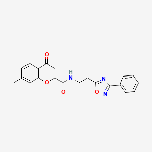 7,8-dimethyl-4-oxo-N-[2-(3-phenyl-1,2,4-oxadiazol-5-yl)ethyl]-4H-chromene-2-carboxamide