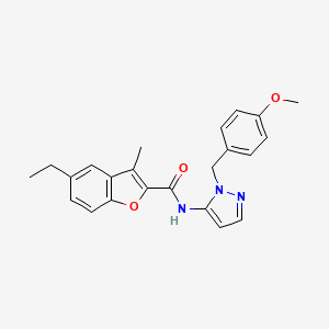 molecular formula C23H23N3O3 B11299020 5-ethyl-N-[1-(4-methoxybenzyl)-1H-pyrazol-5-yl]-3-methyl-1-benzofuran-2-carboxamide 