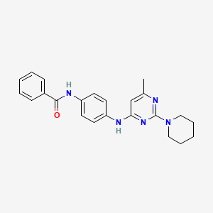 molecular formula C23H25N5O B11299040 N-(4-{[6-Methyl-2-(piperidin-1-YL)pyrimidin-4-YL]amino}phenyl)benzamide 