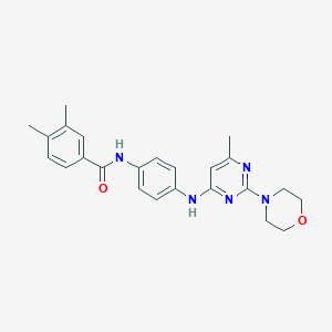 molecular formula C24H27N5O2 B11299082 3,4-dimethyl-N-(4-((6-methyl-2-morpholinopyrimidin-4-yl)amino)phenyl)benzamide 