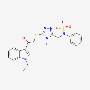 N-[(5-{[2-(1-ethyl-2-methyl-1H-indol-3-yl)-2-oxoethyl]sulfanyl}-4-methyl-4H-1,2,4-triazol-3-yl)methyl]-N-phenylmethanesulfonamide