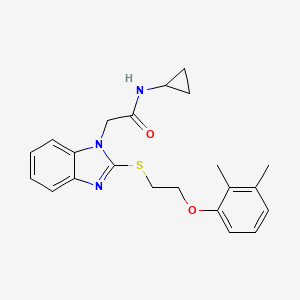 molecular formula C22H25N3O2S B11299202 N-cyclopropyl-2-(2-{[2-(2,3-dimethylphenoxy)ethyl]sulfanyl}-1H-benzimidazol-1-yl)acetamide 