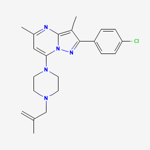 molecular formula C22H26ClN5 B11299269 2-(4-Chlorophenyl)-3,5-dimethyl-7-[4-(2-methylprop-2-en-1-yl)piperazin-1-yl]pyrazolo[1,5-a]pyrimidine 