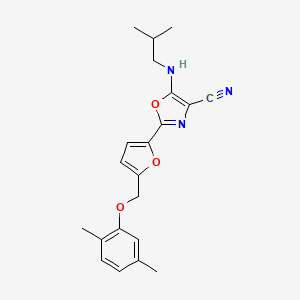 molecular formula C21H23N3O3 B11299274 2-{5-[(2,5-Dimethylphenoxy)methyl]furan-2-yl}-5-[(2-methylpropyl)amino]-1,3-oxazole-4-carbonitrile 