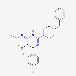 molecular formula C25H26ClN5O B11299312 2-(4-benzylpiperidin-1-yl)-4-(4-chlorophenyl)-8-methyl-1,4-dihydro-6H-pyrimido[1,2-a][1,3,5]triazin-6-one 