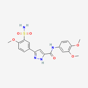 molecular formula C19H20N4O6S B11299336 N-(3,4-Dimethoxyphenyl)-5-(4-methoxy-3-sulfamoylphenyl)-1H-pyrazole-3-carboxamide 