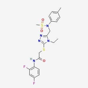 molecular formula C21H23F2N5O3S2 B11299340 N-(2,4-difluorophenyl)-2-[(4-ethyl-5-{[(4-methylphenyl)(methylsulfonyl)amino]methyl}-4H-1,2,4-triazol-3-yl)sulfanyl]acetamide 