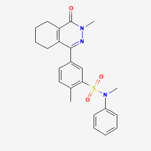 molecular formula C23H25N3O3S B11299434 N,2-dimethyl-5-(3-methyl-4-oxo-3,4,5,6,7,8-hexahydrophthalazin-1-yl)-N-phenylbenzenesulfonamide 