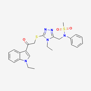 molecular formula C24H27N5O3S2 B11299515 N-[(4-ethyl-5-{[2-(1-ethyl-1H-indol-3-yl)-2-oxoethyl]sulfanyl}-4H-1,2,4-triazol-3-yl)methyl]-N-phenylmethanesulfonamide 