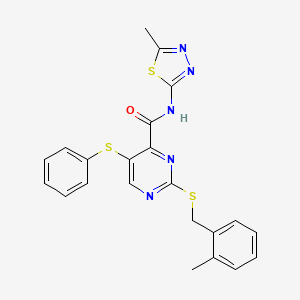 2-[(2-methylbenzyl)sulfanyl]-N-(5-methyl-1,3,4-thiadiazol-2-yl)-5-(phenylsulfanyl)pyrimidine-4-carboxamide