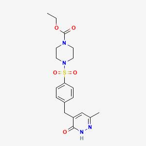 molecular formula C19H24N4O5S B11299545 Ethyl 4-({4-[(6-methyl-3-oxo-2,3-dihydropyridazin-4-yl)methyl]phenyl}sulfonyl)piperazine-1-carboxylate 