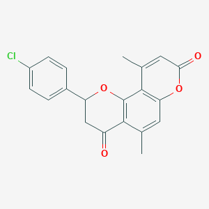 2-(4-chlorophenyl)-5,10-dimethyl-2,3-dihydro-4H,8H-pyrano[2,3-f]chromene-4,8-dione