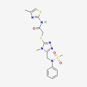 2-[(4-methyl-5-{[(methylsulfonyl)(phenyl)amino]methyl}-4H-1,2,4-triazol-3-yl)sulfanyl]-N-(4-methyl-1,3-thiazol-2-yl)acetamide