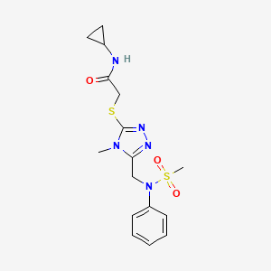 molecular formula C16H21N5O3S2 B11299663 N-cyclopropyl-2-[(4-methyl-5-{[(methylsulfonyl)(phenyl)amino]methyl}-4H-1,2,4-triazol-3-yl)sulfanyl]acetamide 