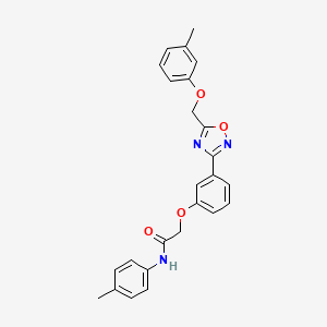 molecular formula C25H23N3O4 B11299686 2-(3-{5-[(3-methylphenoxy)methyl]-1,2,4-oxadiazol-3-yl}phenoxy)-N-(4-methylphenyl)acetamide 