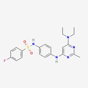 molecular formula C21H24FN5O2S B11299693 N-(4-((6-(diethylamino)-2-methylpyrimidin-4-yl)amino)phenyl)-4-fluorobenzenesulfonamide 