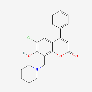 molecular formula C21H20ClNO3 B11299715 6-chloro-7-hydroxy-4-phenyl-8-(piperidin-1-ylmethyl)-2H-chromen-2-one 