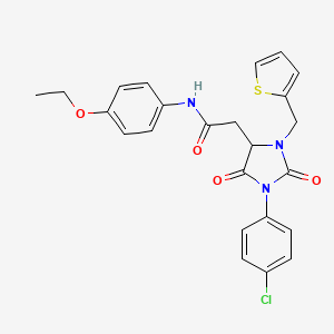 2-[1-(4-chlorophenyl)-2,5-dioxo-3-(thiophen-2-ylmethyl)imidazolidin-4-yl]-N-(4-ethoxyphenyl)acetamide