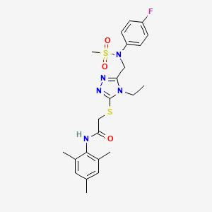 2-[(4-ethyl-5-{[(4-fluorophenyl)(methylsulfonyl)amino]methyl}-4H-1,2,4-triazol-3-yl)sulfanyl]-N-(2,4,6-trimethylphenyl)acetamide