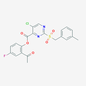 2-Acetyl-4-fluorophenyl 5-chloro-2-[(3-methylbenzyl)sulfonyl]pyrimidine-4-carboxylate