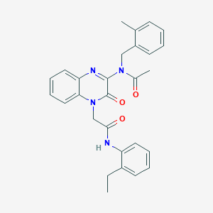 molecular formula C28H28N4O3 B11299850 N-(4-{2-[(2-ethylphenyl)amino]-2-oxoethyl}-3-oxo-3,4-dihydroquinoxalin-2-yl)-N-(2-methylbenzyl)acetamide 