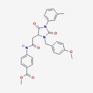 Methyl 4-({[3-(4-methoxybenzyl)-1-(3-methylphenyl)-2,5-dioxoimidazolidin-4-yl]acetyl}amino)benzoate