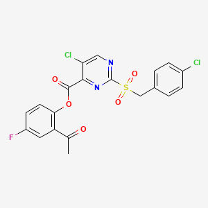 2-Acetyl-4-fluorophenyl 5-chloro-2-[(4-chlorobenzyl)sulfonyl]pyrimidine-4-carboxylate