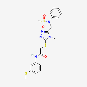 molecular formula C20H23N5O3S3 B11299904 2-[(4-methyl-5-{[(methylsulfonyl)(phenyl)amino]methyl}-4H-1,2,4-triazol-3-yl)sulfanyl]-N-[3-(methylsulfanyl)phenyl]acetamide 