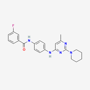 molecular formula C23H24FN5O B11299961 3-Fluoro-N-(4-{[6-methyl-2-(piperidin-1-YL)pyrimidin-4-YL]amino}phenyl)benzamide 