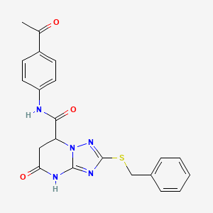 molecular formula C21H19N5O3S B11299997 N-(4-acetylphenyl)-2-(benzylsulfanyl)-5-oxo-4,5,6,7-tetrahydro[1,2,4]triazolo[1,5-a]pyrimidine-7-carboxamide 