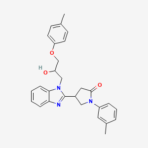 molecular formula C28H29N3O3 B11300000 4-{1-[2-hydroxy-3-(4-methylphenoxy)propyl]-1H-benzimidazol-2-yl}-1-(3-methylphenyl)pyrrolidin-2-one 