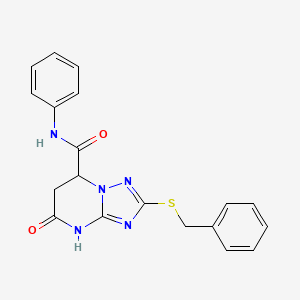 molecular formula C19H17N5O2S B11300006 2-(benzylsulfanyl)-5-oxo-N-phenyl-4,5,6,7-tetrahydro[1,2,4]triazolo[1,5-a]pyrimidine-7-carboxamide 