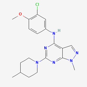 molecular formula C19H23ClN6O B11300027 N-(3-chloro-4-methoxyphenyl)-1-methyl-6-(4-methylpiperidin-1-yl)-1H-pyrazolo[3,4-d]pyrimidin-4-amine 