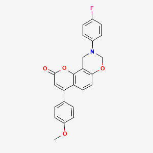 molecular formula C24H18FNO4 B11300030 9-(4-fluorophenyl)-4-(4-methoxyphenyl)-9,10-dihydro-2H,8H-chromeno[8,7-e][1,3]oxazin-2-one 