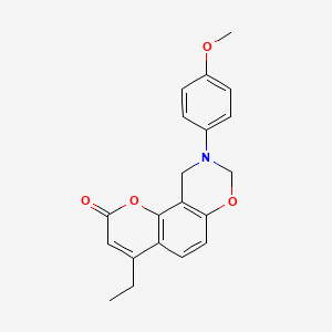 molecular formula C20H19NO4 B11300059 4-ethyl-9-(4-methoxyphenyl)-9,10-dihydro-2H,8H-chromeno[8,7-e][1,3]oxazin-2-one 