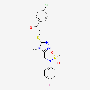 molecular formula C20H20ClFN4O3S2 B11300068 N-[(5-{[2-(4-chlorophenyl)-2-oxoethyl]sulfanyl}-4-ethyl-4H-1,2,4-triazol-3-yl)methyl]-N-(4-fluorophenyl)methanesulfonamide 