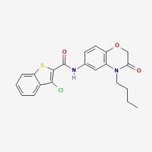 molecular formula C21H19ClN2O3S B11300093 N-(4-butyl-3-oxo-3,4-dihydro-2H-1,4-benzoxazin-6-yl)-3-chloro-1-benzothiophene-2-carboxamide 